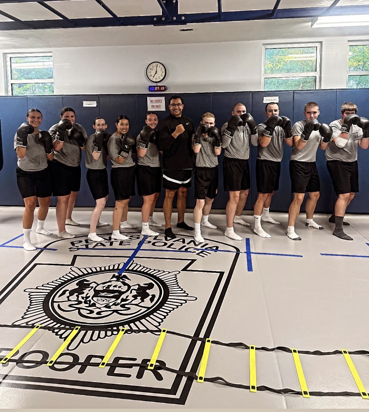 students at state police academy boxing group photo